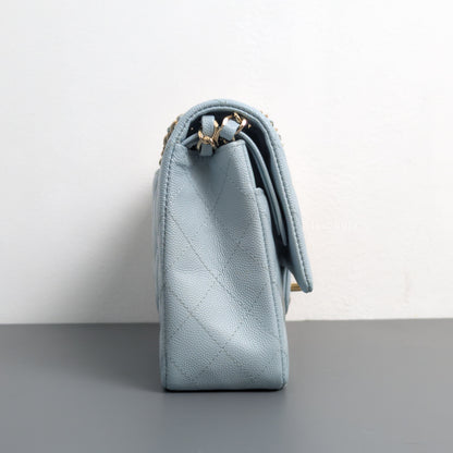 Classic Flap Medium | 22P Light Blue Caviar Gold Hardware