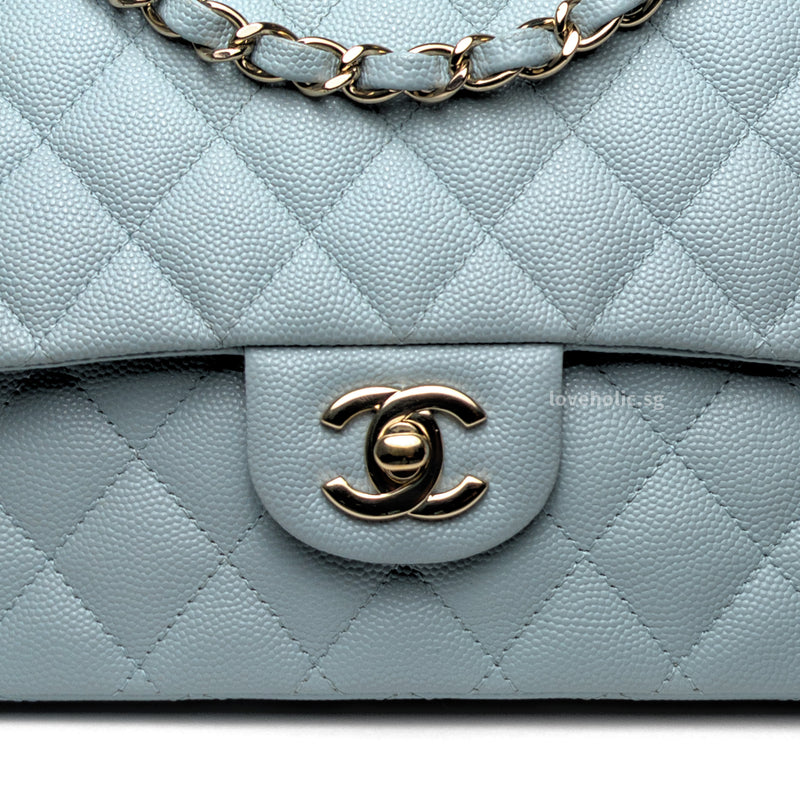 Chanel Classic Flap Medium | 22P Light Blue Caviar Gold Hardware