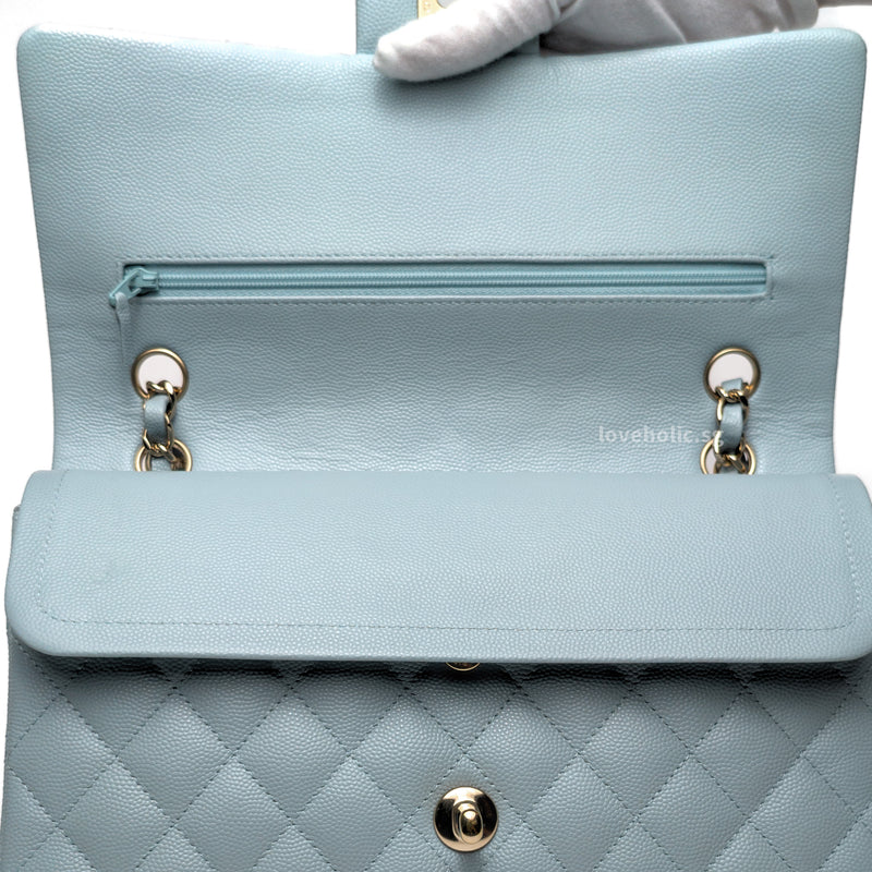 Chanel Classic Flap Medium | 22P Light Blue Caviar Gold Hardware