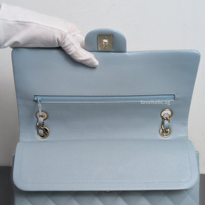 Classic Flap Medium | 22P Light Blue Caviar Gold Hardware