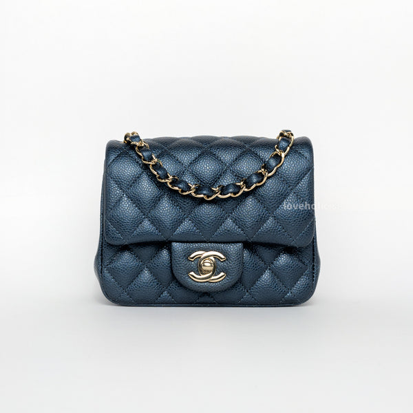 Chanel Classic Flap Mini Square | 18S Dark Blue Caviar Gold Hardware