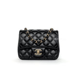 Chanel Classic Flap Mini Square | Black Lambskin Light Gold Hardware