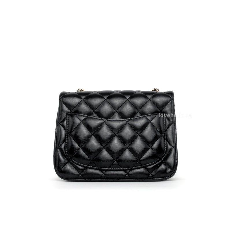 Chanel Classic Flap Mini Square | Black Lambskin Light Gold Hardware