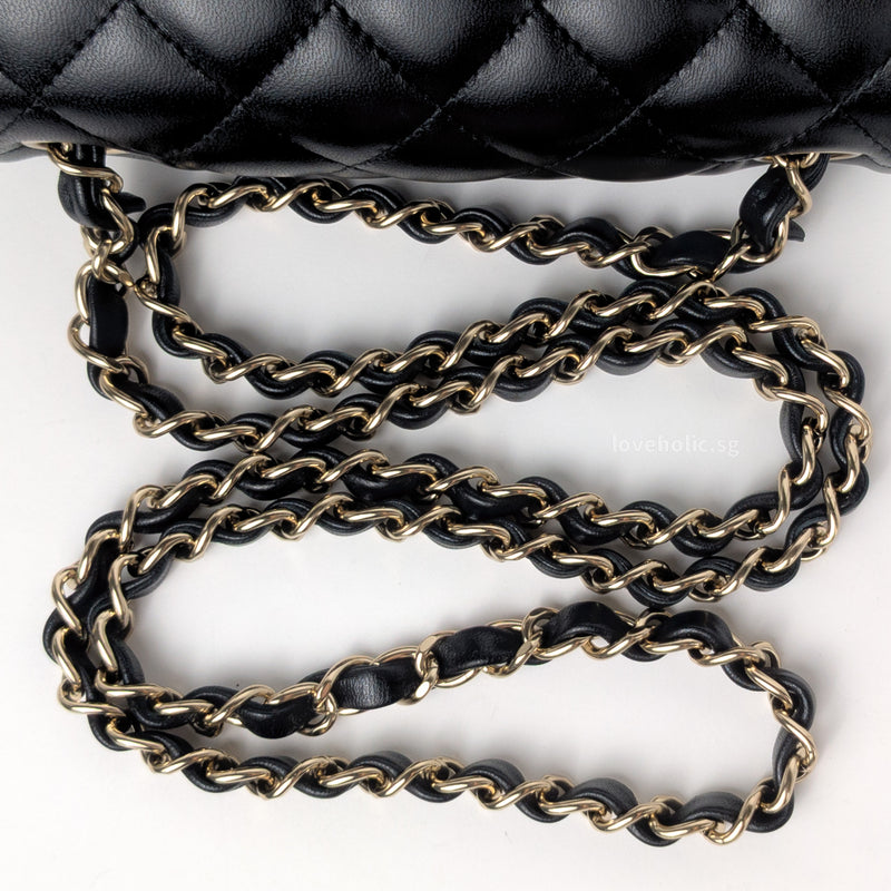 Chanel Classic Flap Mini Square | Black Lambskin Light Gold Hardware