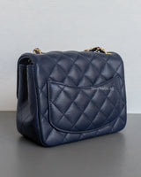 Classic Flap Mini Square | 17B Navy Blue Caviar Light Gold Hardware