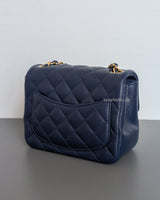 Classic Flap Mini Square | 17B Navy Blue Caviar Light Gold Hardware