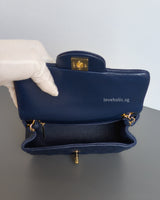 Classic Flap Mini Square | 17B Navy Blue Caviar Light Gold Hardware