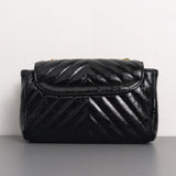 Chanel Hobo Chevron Crossbody Small | Black Aged Calfskin Brushed Gold Hardware-back