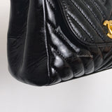 Chanel Hobo Chevron Crossbody Small | Black Aged Calfskin Brushed Gold Hardware-details