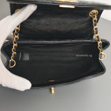Chanel Hobo Chevron Crossbody Small | Black Aged Calfskin Brushed Gold Hardware-details