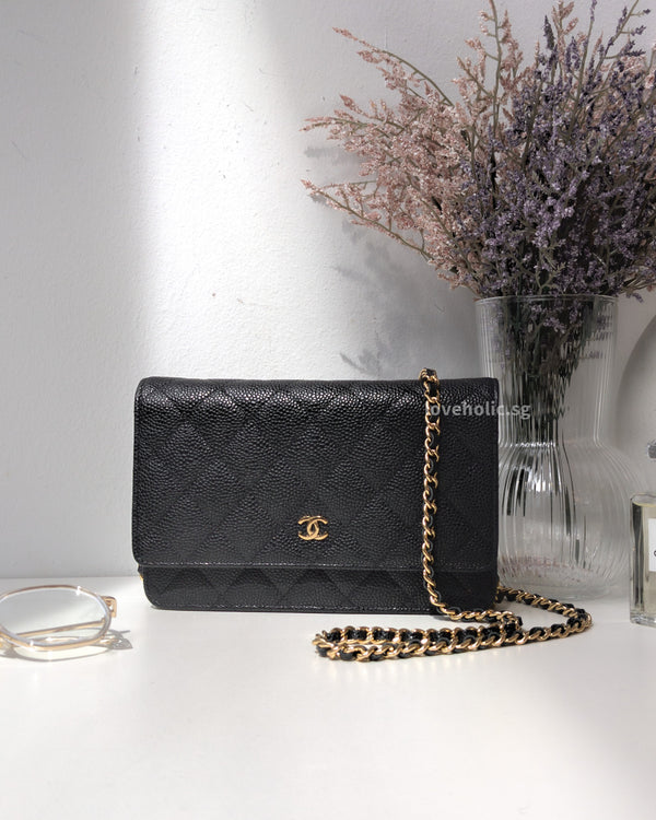 Chanel Wallet On Chain  | Black Caviar Gold Hardware