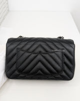 Classic Flap Chevron Mini Rectangle | 17S Black Caviar Silver Hardware