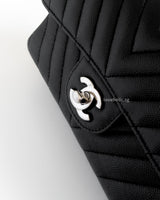 Classic Flap Chevron Mini Rectangle | 17S Black Caviar Silver Hardware