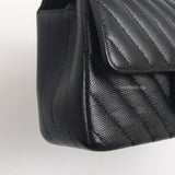 Chanel Classic Flap Chevron Mini Rectangle | 17S Black Caviar Silver Hardware-details