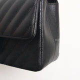 Chanel Classic Flap Chevron Mini Rectangle | 17S Black Caviar Silver Hardware-details