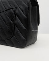 Classic Flap Chevron Mini Rectangle | 17S Black Caviar Silver Hardware