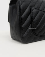 Classic Flap Chevron Mini Rectangle | 17S Black Caviar Silver Hardware