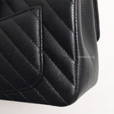 Chanel Classic Flap Chevron Mini Rectangle | 17S Black Caviar Silver Hardware-details