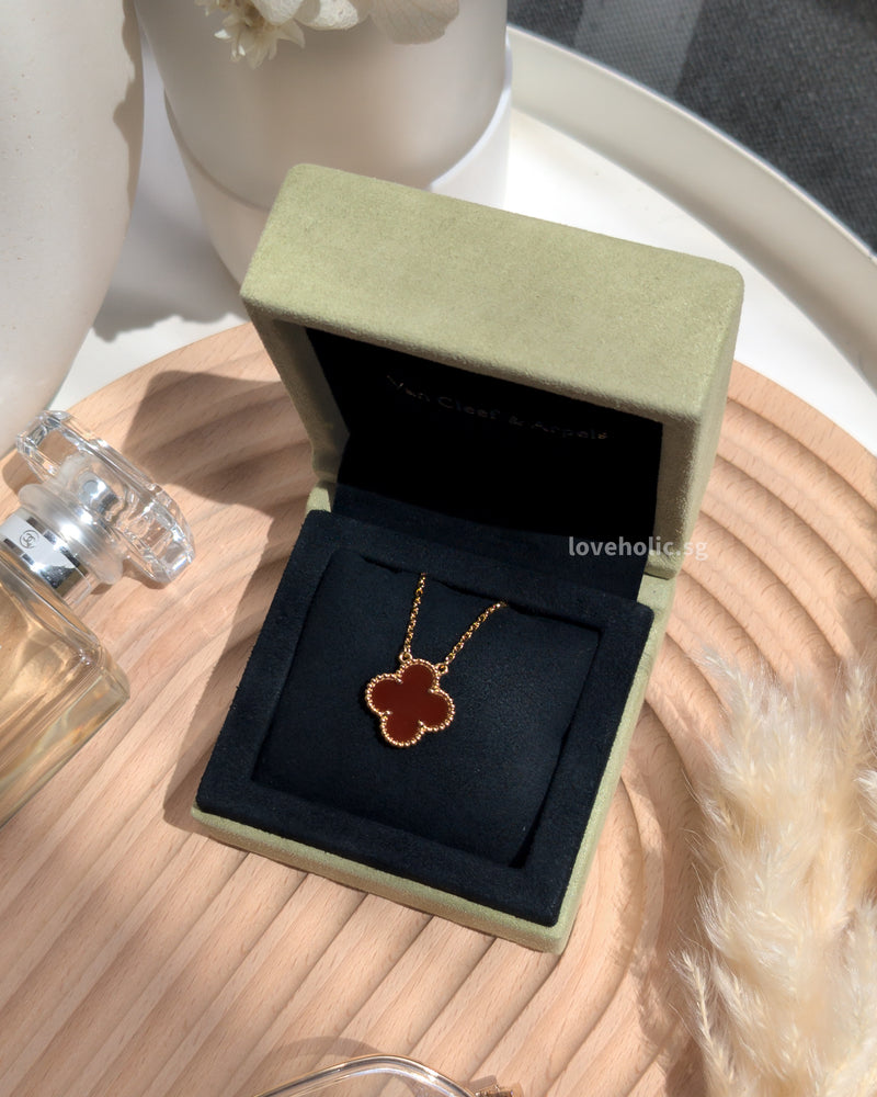 Van Cleef & Arpels VCA Vintage Alhambra Necklace  | Carnelian  18K Gold Hardware