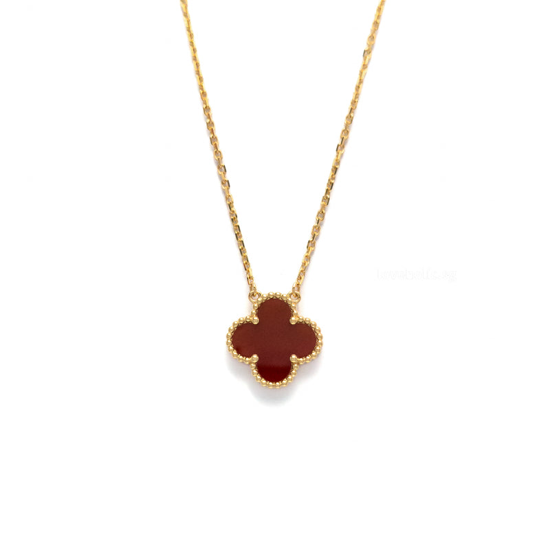 Van Cleef & Arpels VCA Vintage Alhambra Necklace  | Carnelian  18K Gold Hardware