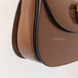 Gucci 1947 Bamboo Top Handle Bag Small | Brown Leather Gold Hardware-details