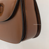 Gucci 1947 Bamboo Top Handle Bag Small | Brown Leather Gold Hardware-details