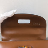 Gucci 1947 Bamboo Top Handle Bag Small | Brown Leather Gold Hardware-details