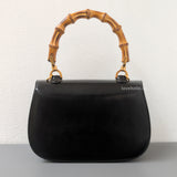 Gucci 1947 Bamboo Top Handle Bag Small | Black Leather Gold Hardware-back