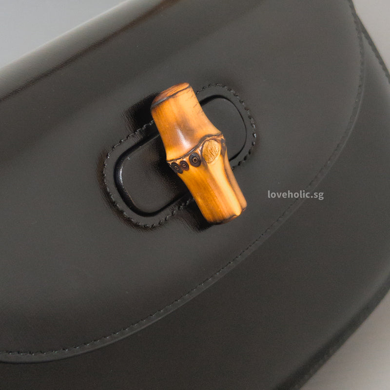 1947 Bamboo Top Handle Bag Small | Black Leather Gold Hardware