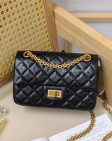 Chanel Reissue 2.55 Mini | Black Calfskin Brushed Gold Hardware-front
