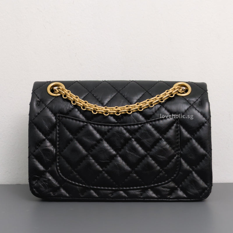 Chanel Reissue 2.55 Mini | Black Calfskin Brushed Gold Hardware-back