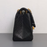 Chanel Reissue 2.55 Mini | Black Calfskin Brushed Gold Hardware-side