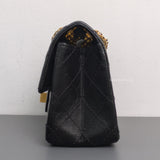 Chanel Reissue 2.55 Mini | Black Calfskin Brushed Gold Hardware-details