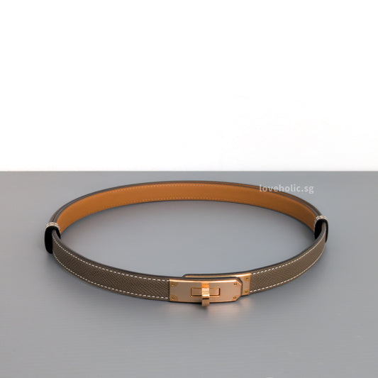 Kelly 18 Belt Etoupe Calfskin Rose Gold Hardware
