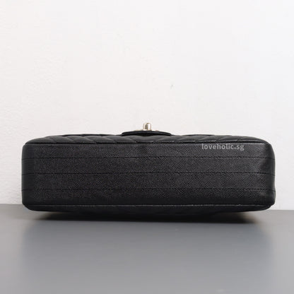 Chanel Classic Flap Chevron Medium | Black Caviar Silver Hardware-details