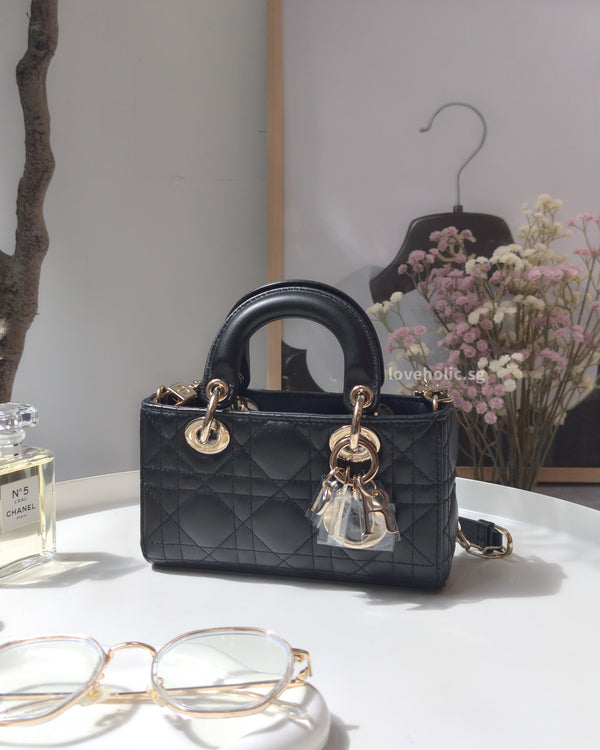 Dior Lady D-Joy Micro | Black Lambskin Light Gold Hardware