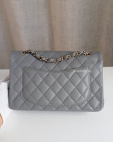 Classic Flap Small | 20C Grey Caviar Light Gold Hardware