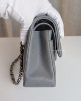 Classic Flap Small | 20C Grey Caviar Light Gold Hardware