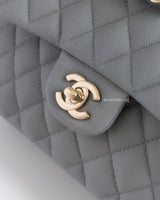 Classic Flap Small | 20C Grey Caviar Light Gold Hardware
