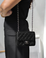 Chanel Vintage Classic Flap Mini Square | Black Caviar Silver Hardware-model