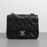 Chanel Vintage Classic Flap Mini Square | Black Caviar Silver Hardware-front1