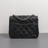 Chanel Vintage Classic Flap Mini Square | Black Caviar Silver Hardware-back