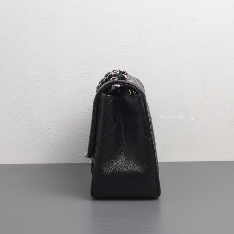Chanel Vintage Classic Flap Mini Square | Black Caviar Silver Hardware-side