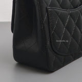Chanel Vintage Classic Flap Mini Square | Black Caviar Silver Hardware-details
