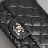Chanel Vintage Classic Flap Mini Square | Black Caviar Silver Hardware-details
