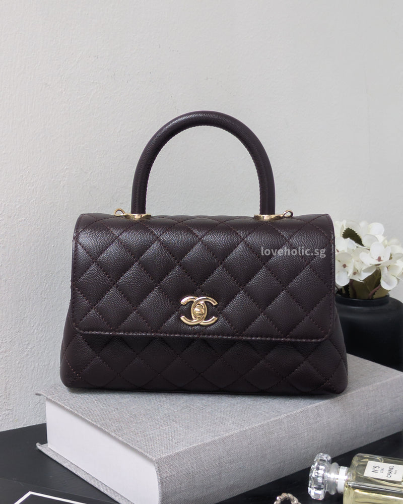 Coco Handle Small | 22K Dark Brown Caviar Light Gold Hardware