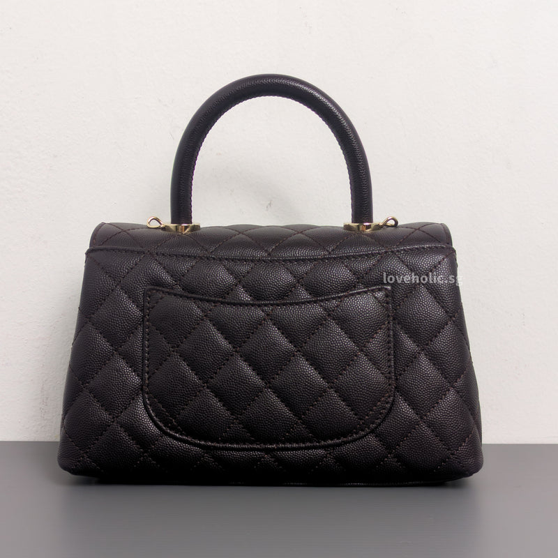 Coco Handle Small | 22K Dark Brown Caviar Light Gold Hardware