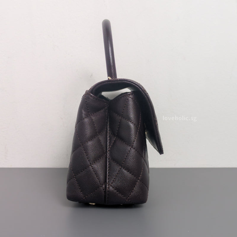 Coco Handle Small | 22K Dark Brown Caviar Light Gold Hardware
