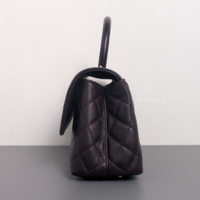 Coco Handle Small | 22K Dark Brown Caviar Light Gold Hardware