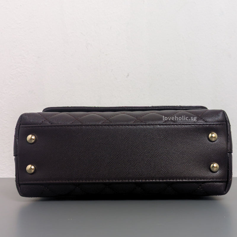 Coco Handle Small | 22K Dark Brown Caviar Light Gold Hardware